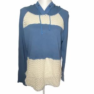We the Free Blue Crochet Hoodie Size Medium